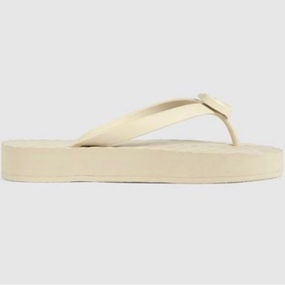 GUCCI Pascar Flip Flops in Chevron Rubber Mystic White/Ivory Vegan! size 34/35 5 - Picture 5 of 15